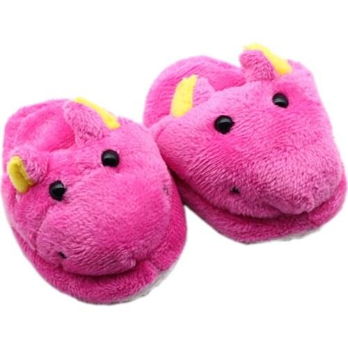 Cute Plush Doll Slipper Rabbit Bear and Hippo Sippers for 18 Inch 45cm Girl Doll ,43cm Baby Doll Shoes Accessories Toys
