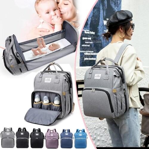 Multifunction Mommy Backpack Portable Large Capacity Diaper Bag Changing Maternity Bag Foldable Travel Bed For Mom Baby Outdoor