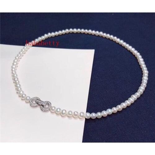 Fashion simple natural freshwater pearl 6-7MM Near round 6-7MM glare pearl necklace