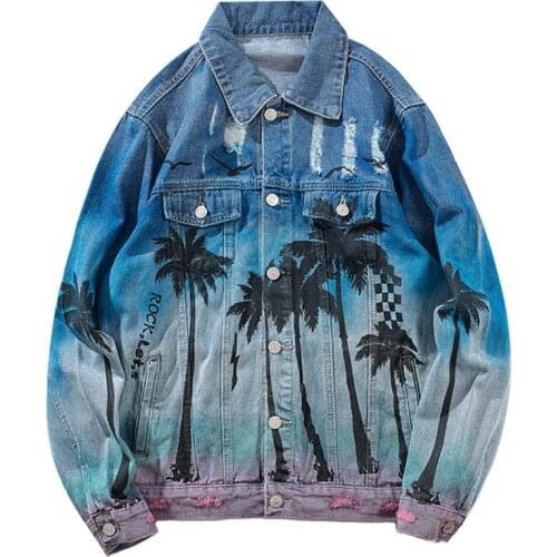 2019 Fashion Distressed Denim Jacket Vintage Mens Denim Jacket With Patches Mens Hip Hop Jean Denim Jacket Japanese Streetwear