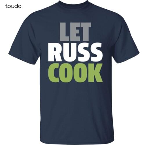 Mens Let Russ Cook Seattle Football 2020 Navy T-shirt S-4XL