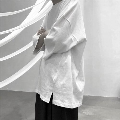 Mens summer casual loose minority seven minute sleeve solid color short sleeve T-shirt