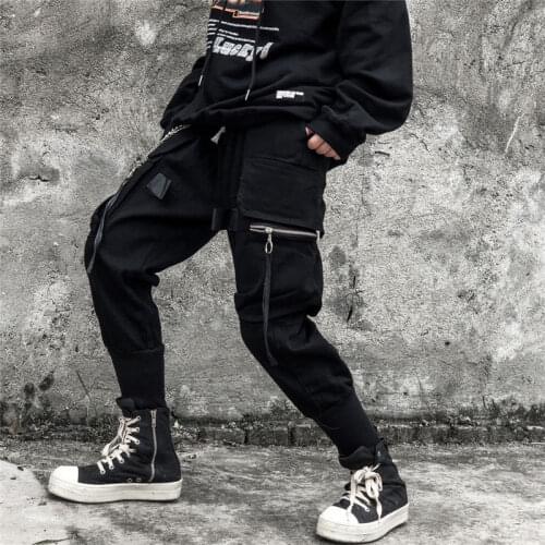 Hip Hop Pants Men Streetwear Black Denim Joggers