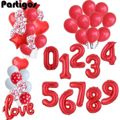 32inch Red Number Foil Balloon Set 0 1 2 3 4 5 6 7 8 9 years Old Birthday Party Wedding Decoration Happy Birthday Balon Kid Toys