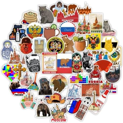 10/50PCS Russian Architecture Cartoon Anime Graffiti Laptop Luggage Hand Account Decoration Stickers Toys Wholesale