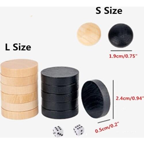 New 30pcs Wooden Draughts Checkers Backgammon Chess Pieces with 2 Dice for Kid Daily Board Game Intelligence Games Entertaining