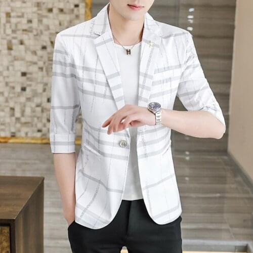 Coat male spring autumn new style small suit trend individual character five minute sleeve handsome single West Korean version s