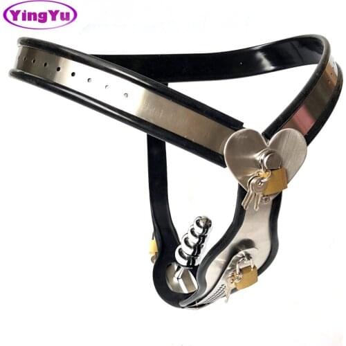 New Heart Type Stainless Steel Female Chastity Belt Anal Plug Underwear BDSM Bondage Chastity Lock Device Adult Sex Toys For Men