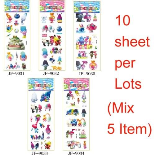 SAILEROAD 10sheet Cartoon DIY Stickers Cartoon Children Waterpoof Stickers Toys New PVC Scrapbook Gifts for Kids