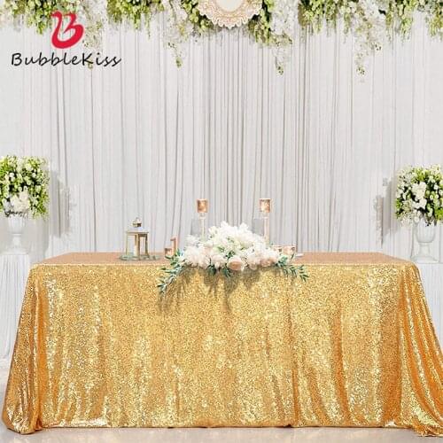 Bubble Kiss Gold Sequin Tablecloth Glitter Tablecloth Embroidered Sequin Table Cloth Christmas Wedding Festival Party Decoration