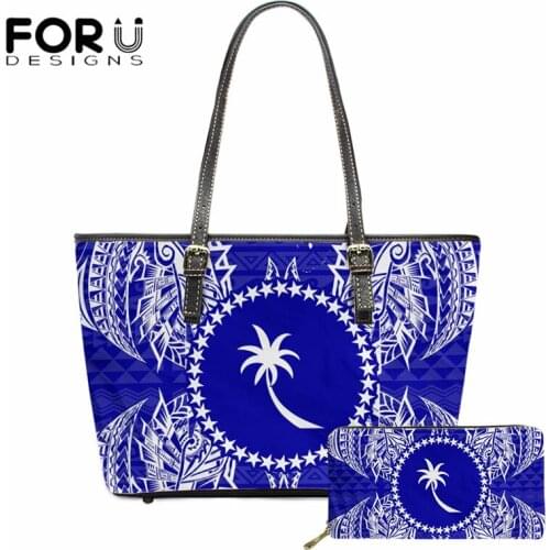 FORUDESIGNS Handbags and Purses for Women 2021 Shoulder Bag Blue Chuuk Flag Polynesian Famous Brand Totes Bags Luxury Designer