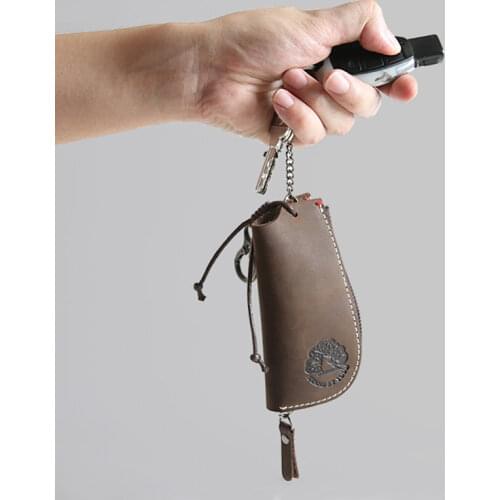 Vintage Genuine Leather Key Wallet Women Keychain Covers Zipper Key Case Bag Men Key Holder Housekeeper Keys Organizer