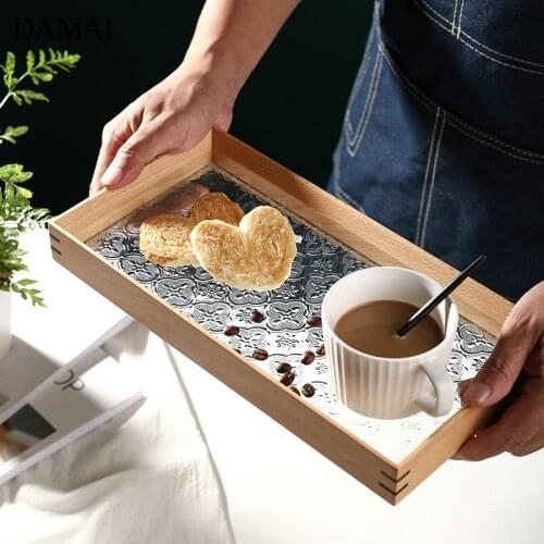 Japanese Black Walnut Wood Trays Decorative Embossed Begonia Glass Snacks Fruit Plates Afternoon Tea Tea Teacup Set Display Tray
