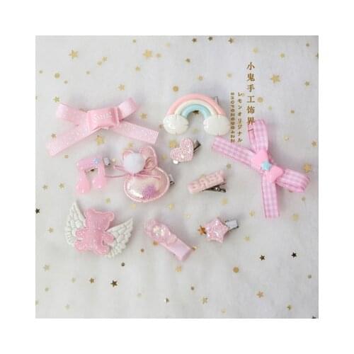 Lolita Hair Clip Lo Niang Pink Blue Hair Accessories Soft Cute Sister Small Side Clip Headdress