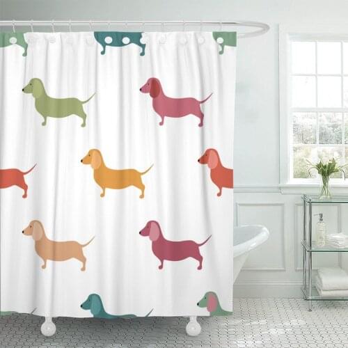 Dachshund Cute Dachshound Dogs Small Puppies Sausage Pattern Doxie Shower Curtain Waterproof Polyester Fabric 60 x 72 Inches