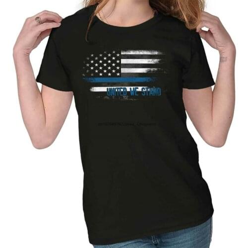 Blue Lives Matter USA United We Stand Police Officer Cop Ladies Tee Shirt T
