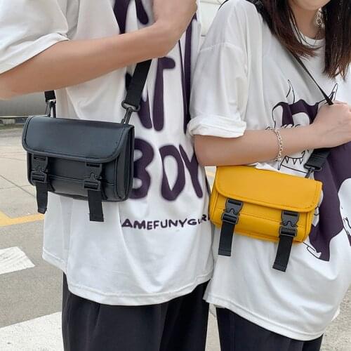 Women Shoulder Bag Pu Leather Mini Crossbody Messenger Bag Unisex Casual Small Square Bag Pure Color Student Bag