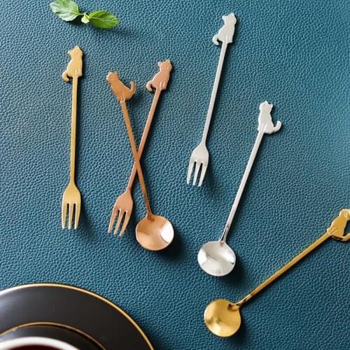 1 Pcs Creative Fish Cat Design Coffee Stirring Spoon Cute Stainless Steel Dessert Tea Spoon Home cocina Accessories