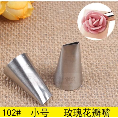 102# Rose Petals Decorating Nozzle inside and outside Seamless 304 Stainless Steel Baking DIY Tool Small Number