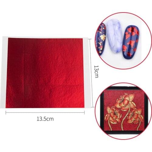 13x13.5cm Red Foil Paper Gold Leaf Sheet in Arts and Crafts Furniture Nail Decorations Painting Pota