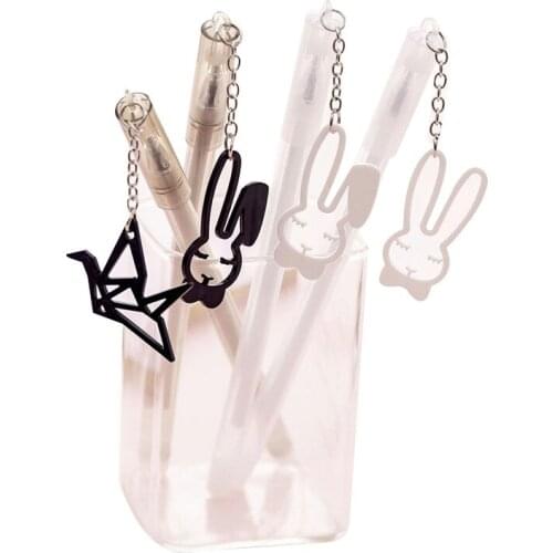 20 Pcs Creative Cute Thousand Paper Crane Rabbit Pendant Couple Gel Pen Student Office Stationery Learning Signature Pen