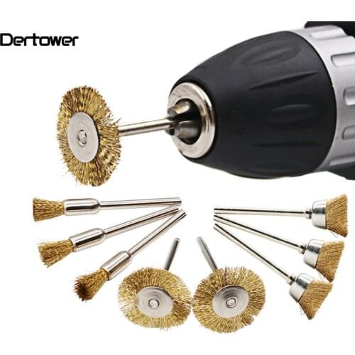 9pcs/lot Brass Brush Wire Wheel Brushes Die Grinder Rotary Electric Tool For Engraver