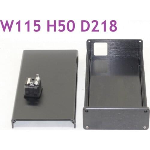 Full Black Aluminum DIY Chassis Mini Size Power Amplifier Supply Case AMP Preamp Rear Chassis W115 D218 H50