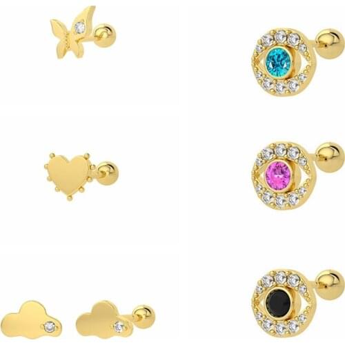 Canner 925 Sterling Silver Earrings Devil Eye/Cloud/Butterfly Stud Earrings For Women 2021 Trend Earrings Fashion Gift 1 Pcs