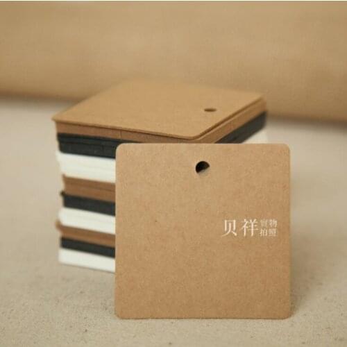Free shipping 100pcs 6x6cm 3 Colors Square Kraft Paper Gift Hang Tags Bookmark Wedding Christmas Scallop Label Blank Luggage tag