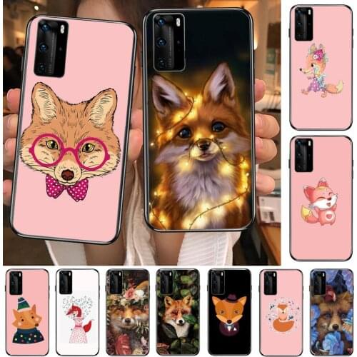 Cute animal fox pet Phone Case For Huawei P40 p30 P20 10 9 8 Lite E Pro Plus Black Etui Coque Painting Hoesjes comic fas