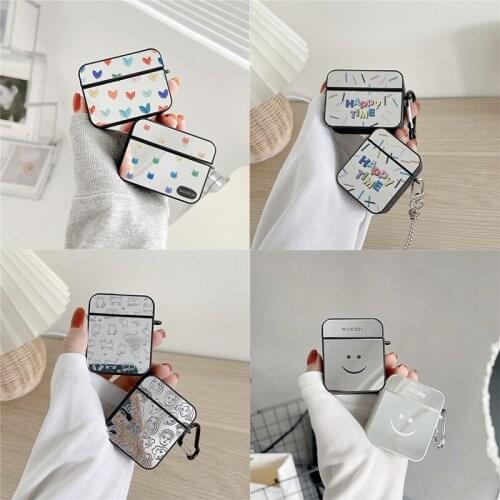 Earphone Case for Airpods Pro Smiley Heart Bear Cat Mirror Bluetooth Headphone Headset Protective Cover for Airpods 1/2