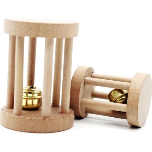 Wood Parrot Chew Toys with Bell for Birds Parrots Grinding Toy Hamster Rattle Gnaw Toys for Hamster