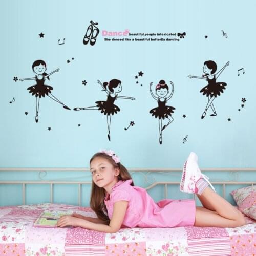 Diy Carton Dance Ballet Girl Kids Bedroom Decoration Wall Stiker Musical Wall Decals Baby Dance Wall Decals Wallpaper Children