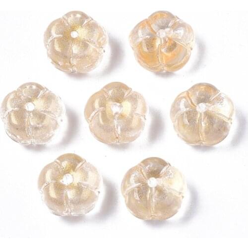 50pcs Two Tone Transparent Spray Painted Glass Beads 10mm Flower Loose Beads for Diy Jewelry Making Bracelet Accessories