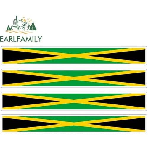 EARLFAMILY 4pcs Car Stripe Motorcycle Racing Flag Sticker Skateboard Decal Bike Moto Tuning Jamaica Car Stickers
