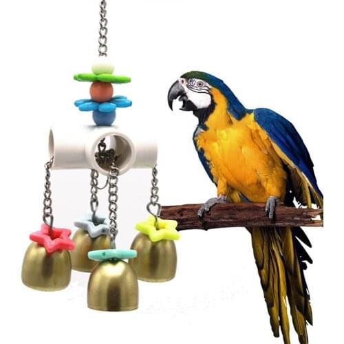 Pets Parrots Birds Hanging Stainless Steel Toy Pet Bird Swing Chew Toy With Bells Funny Swing Toys Pet Bird Swing Chew Toy