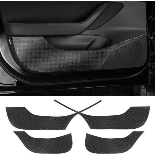 For Tesla Model 3 2021 Y Matte Carbon Fiber Car Door Anti Kick Film Glove Box Side Edge Protective Pad Car Stickers For Tesla