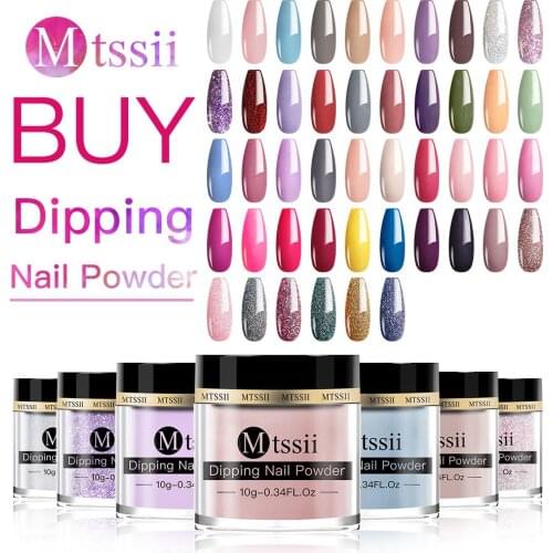 Mtssii 10g Dipping Nail Powder Pure or Shining Color Natural Dry Colorful Nail Art Pigment Dust Powder Without UV Lamp Cure