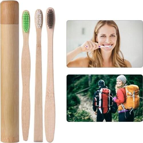 1pc Soft Hair Eco Friendly Natural Bamboo Toothbrush +1pc Bamboo Tube Case