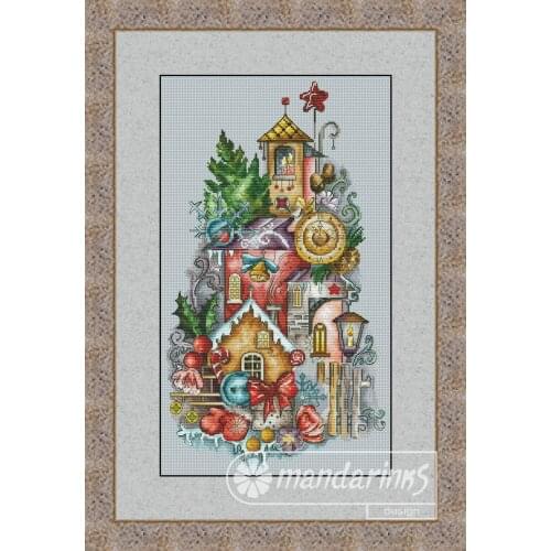 Dream Christmas House Counted Cross Stitch 11CT 14CT 18CT Cross Stitch Kits Embroidery Needlework Sets