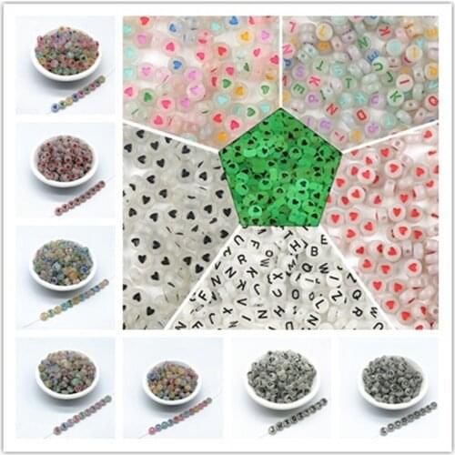 New 7x4mm Acrylic Noctilucent Oval Beads Transparent Color Letters Love Number Beads Jewelry Makeing DIY Clothing Accessories