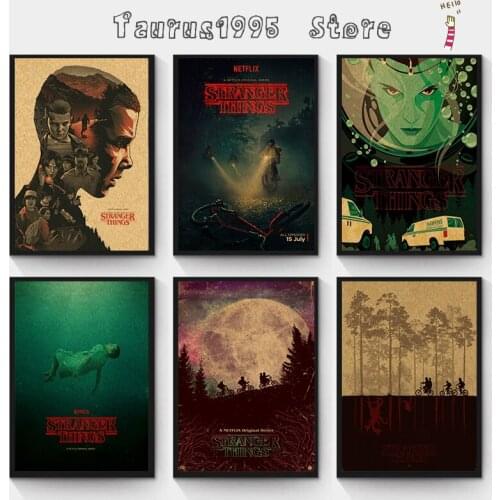 New Retro Kraft Paper Poster Stranger Things Season Bar Cafe Home Decor Vintage Painting Wall Decor Sticker