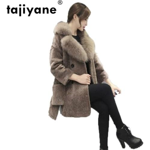 Autumn Winter Coat Women Clothes 2021 100% Wool Jacket Real Fur Coat Korean Fox Fur Collar Sheep Shearling Fur Long Coats ZT850