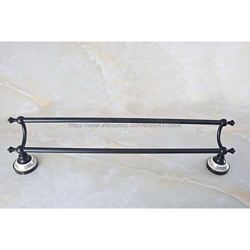 Towel Bars 60cm Double Rails Black Oil Rubbed Brass Wall Shelves Towel Holder Bath Shelf Hanger Bathroom Accessories Nba712