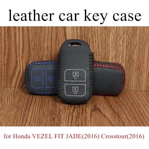 Only Red hot sale for Honda VEZEL FIT JADE(2016) Crosstour(2016) Crider(2016) Hand Sewing Leather Car Key Case car key cover