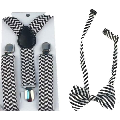 Party Adjustable 2pcs Suspenders Girls Y Back Children Bowties Bow Tie Set Elastic Kids Necktie Braces Butterfly Boys