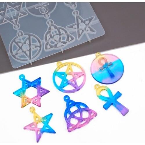 DIY Crystal Epoxy Resin Mold Pentagram Six Point Mirror Silicone Mold UV Glue Silicone Mold For Resin