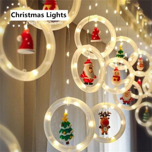 Curtain Lamp LED Holiday Light Christmas Decoration Lamp Room Decor Garland New Year Decor String Lights Santa Decoration Lamps
