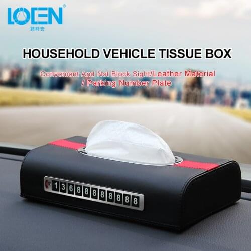 LOEN Genuine Leather Car Home Tissue Box Auto Paper Container Towel Napkin Tissue Holder Car Tissue Organizer For Ford BMW Volvo