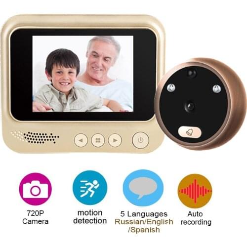 Topvico Video Peephole Door Viewer Motion Detection Electronic Ring Doorbell Camera Video-eye Security Auto Photo Li-Battery